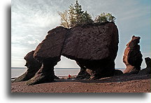 Łuk skalny podczas odpływu::Hopewell Rocks, Nowy Brunszwik, Kanada::