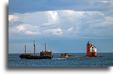 Latarnia wyspy Round::Wyspa Mackinac, Michigan, USA::