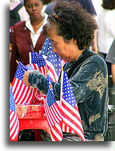 Chinka z amerykańskimi flagami::Nowy Jork, USA::