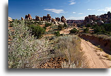 Zbliżając się do Igieł::Rejon Igieł w Canyonlands, Utah, USA::
